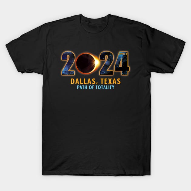 Wos Dallas Texas Total Solar Eclipse 2024 T-Shirt by SanJKaka